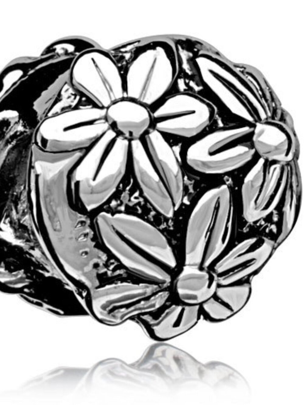 Pugster Silver Flower Daisy Charm Compatible with Pandora Bracelets